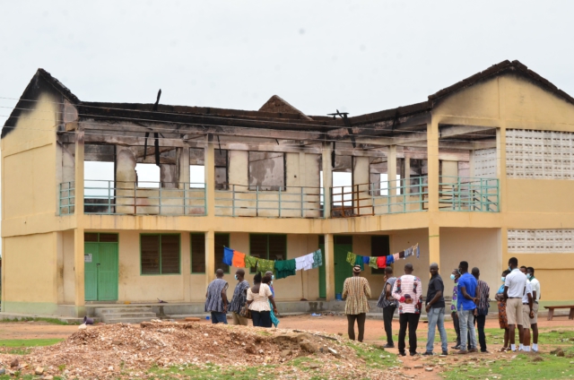 Aftermath of the dormitory fire at Paga Senior High School